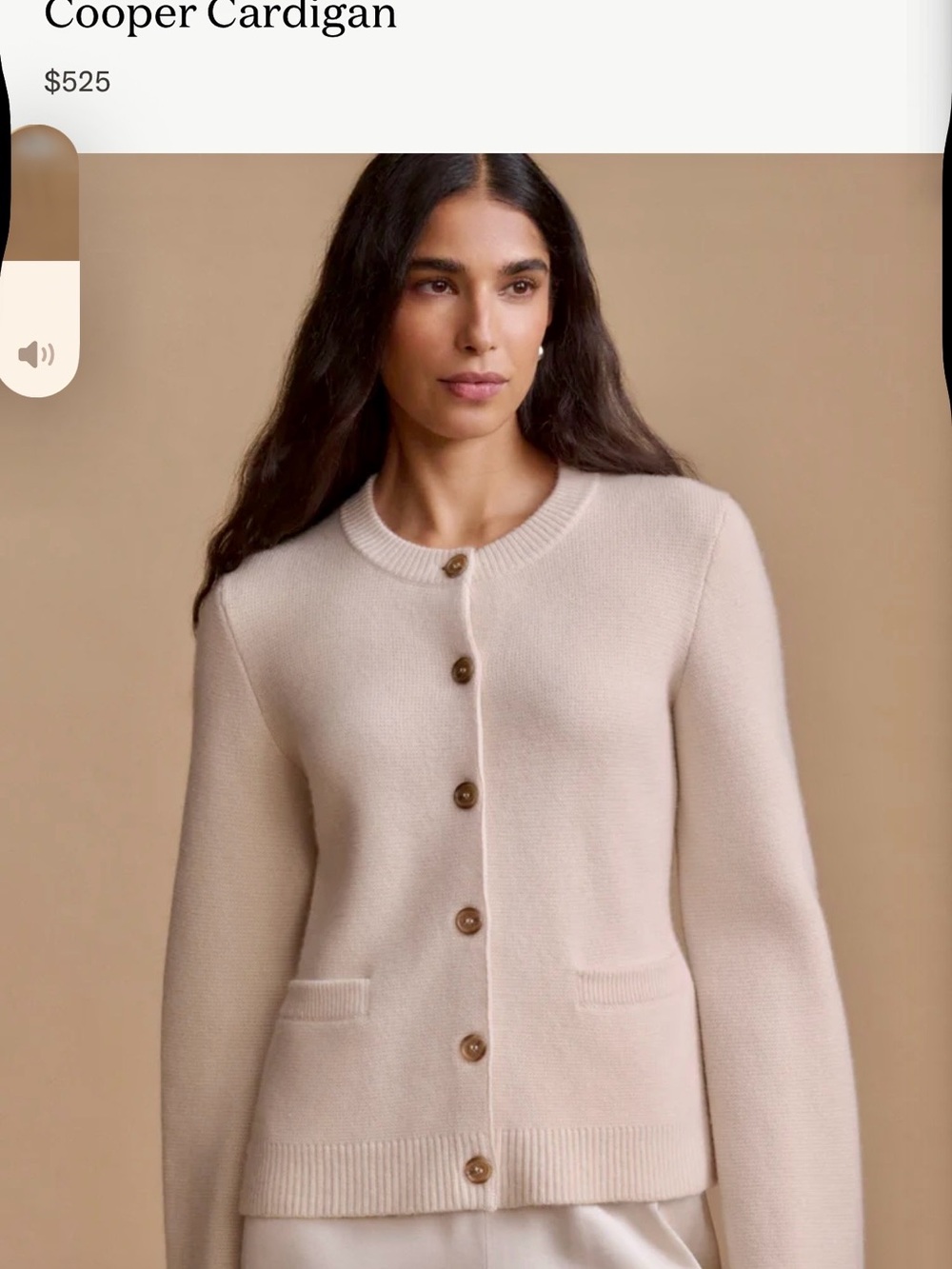 Jenni Kayne Cooper Warm Ivory Women's Crewneck Button Cardigan- size L